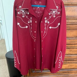 Vintage 1970s H Bar C Embroidered Western Shirt